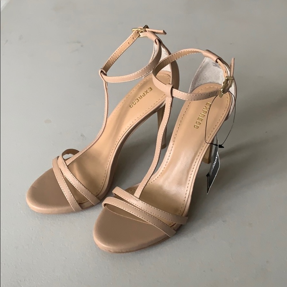 Express Nude Faux Leather Heels - 7